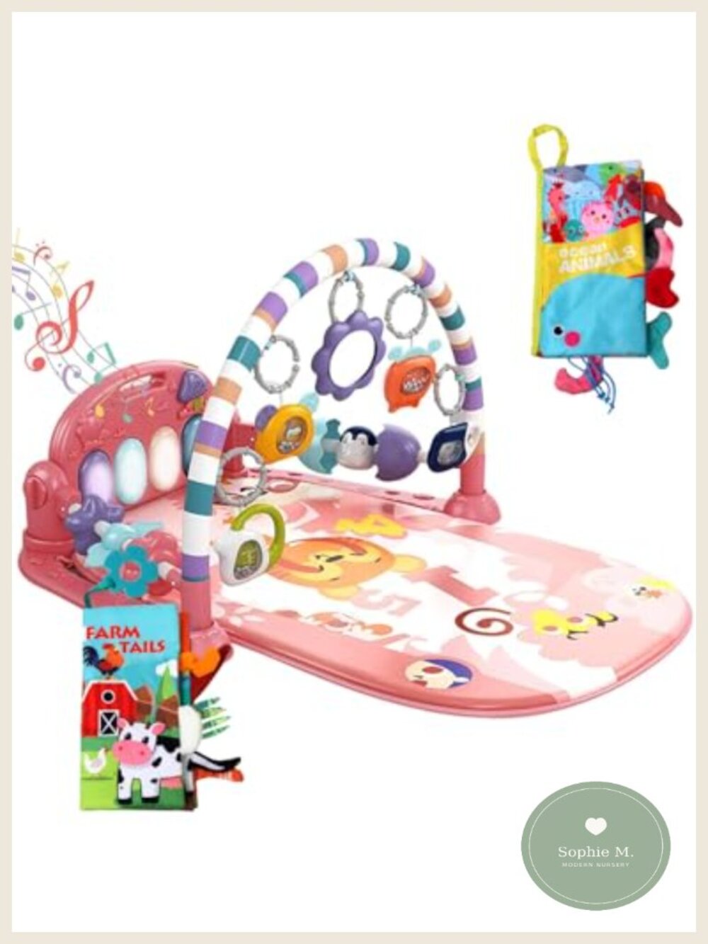 Baby Play Mat Gym with Piano & Sensory Toys Infant Tummy Time